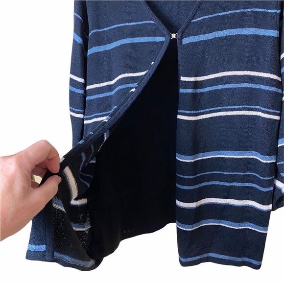 Sag Harbor Striped Blue Cardigan Set Size Large - Picture 2 of 5